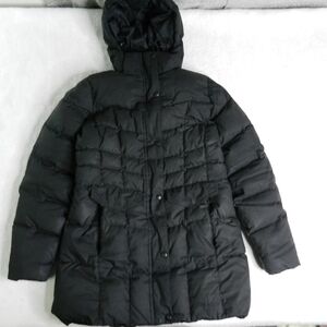 LL Bean Jacket Womens XS Black Down Trench Pertex Classic Downtek Waterproof